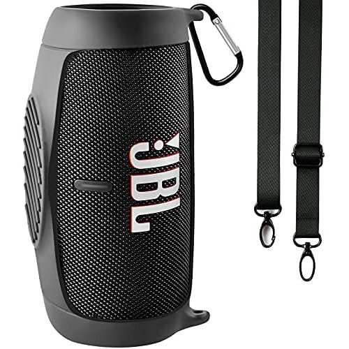  PAIYULE Silicone Case Cover for JBL Charge 5 Portable Bluetooth Speaker, Travel Gel Soft Skin,Waterproof Rubber Carrying Pouch with Strap(Black)