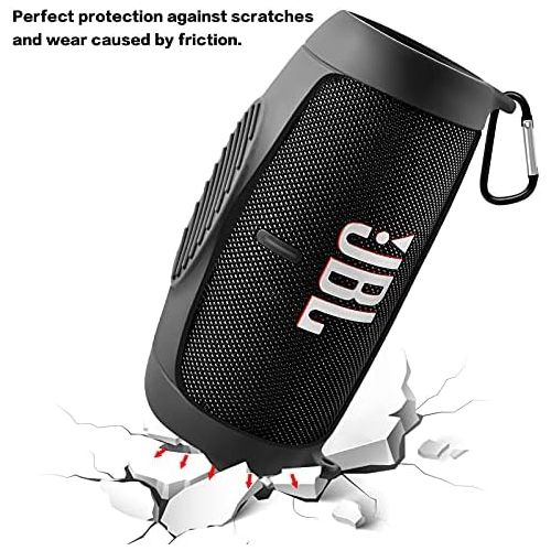  PAIYULE Silicone Case Cover for JBL Charge 5 Portable Bluetooth Speaker, Travel Gel Soft Skin,Waterproof Rubber Carrying Pouch with Strap(Black)