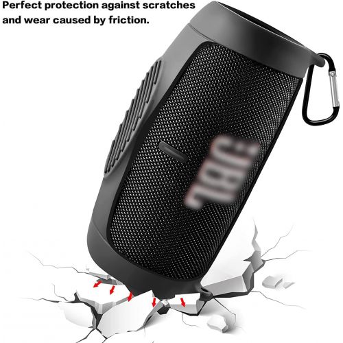  PAIYULE Silicone Case Cover for JBL Charge 5 Portable Bluetooth Speaker, Travel Gel Soft Skin,Waterproof Rubber Carrying Pouch with Strap(Black)