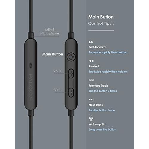  [아마존베스트]PALOVUE Earflow in-Ear Lightning Headphones Magnetic Earphones MFi Certified Earbuds with Microphone Controller Compatible iPhone X/XS/XS Max/XR iPhone 8/P iPhone 7/P (Metallic Bla