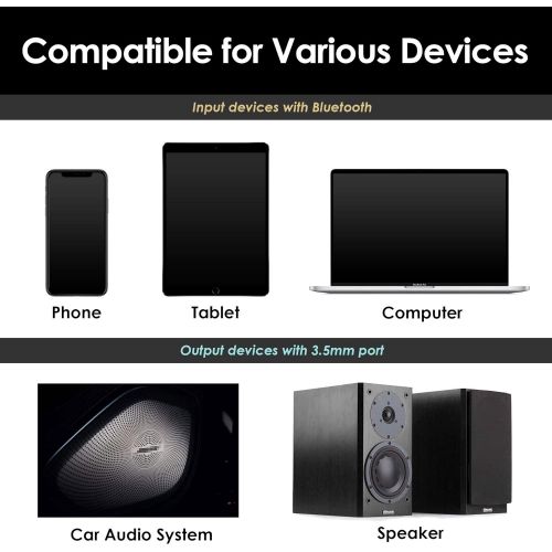  [아마존베스트]-Service-Informationen Palovue Bluetooth 5.0 Receiver, Wireless Car Kit for Music Streaming and Hands-Free Calling for Car/Home Stereo with 3.5-mm Aux Port, No Charging Required