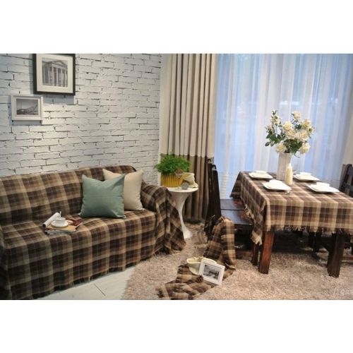  PANDA SUPERSTORE [Brown Plaid] Country Style Tablecloths/Table Cloths/Table Cover (130180CM)