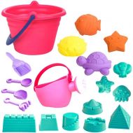 PANDA SUPERSTORE 19 Pieces Colorful Plastic Beach Toys Play Sand Toys for Kids Baby Sand Toys
