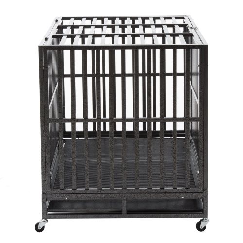  PANEY Large Heavy Duty Dog Crate Folding Mental Kennel Playpen w/Wheels & Tray Pet Home