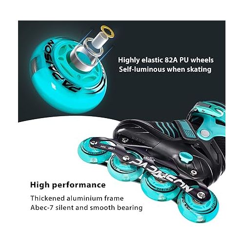  PAPAISON Adjustable Inline Skates Boys Ages 4-12, Roller Skates for Girls Kids with Full Light Up Wheels, Outdoor Skates Illuminating Skates for Children Teens Women