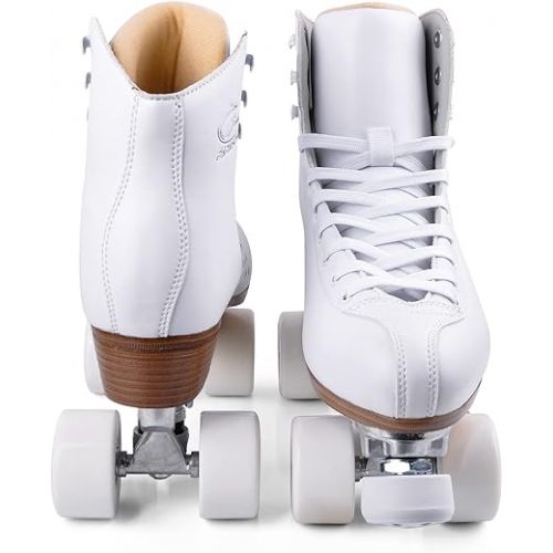  PAPAISON Roller Skates for Women and Men, Deluxe 2 Layer Microfiber Leather Double Row-Classic Roller Skates for Girls, Professional Outdoor Indoor Quad-Skates for Kids & Adults…