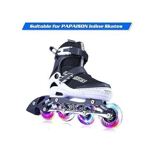  PAPAISON 8 Pack 70mm Light up 82A Inline Skate Wheels with ABEC-7 Bearing，for 306 Model