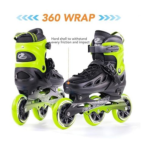  PAPAISON Adult Inline Skates for Men Women with 3 100mm Wheels, Outdoor Blades Fitness Speed Racing Skates, Roller Skates for Teens Boys Girls