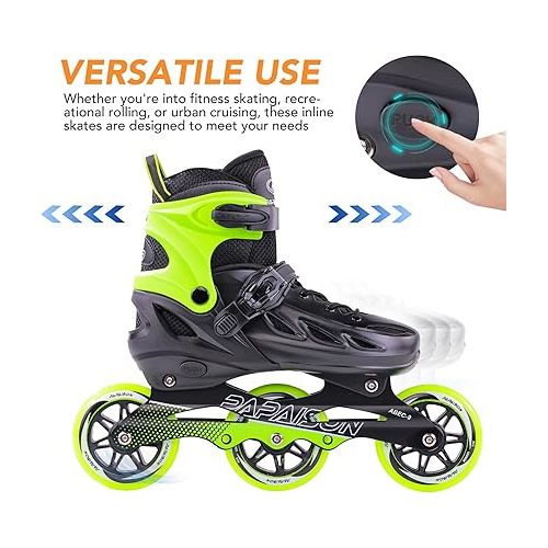  PAPAISON Adult Inline Skates for Men Women with 3 100mm Wheels, Outdoor Blades Fitness Speed Racing Skates, Roller Skates for Teens Boys Girls