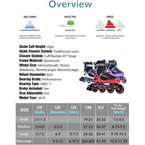  PAPAISON Adjustable Inline Skates for Kids and Adults with Full Light Up Wheels, Outdoor Blades Roller Skates for Girls and Boys, Men and Women