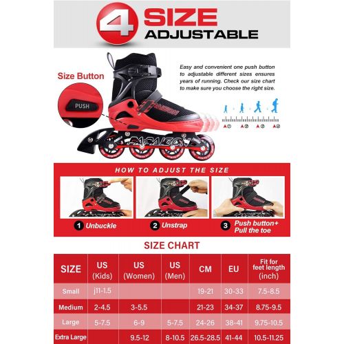  PAPAISON Adjustable Inline Skates for Kids and Adults with Full Light Up Wheels, Outdoor Blades Roller Skates for Girls and Boys, Men and Women