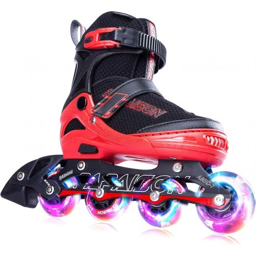  PAPAISON Adjustable Inline Skates for Kids and Adults with Full Light Up Wheels, Outdoor Blades Roller Skates for Girls and Boys, Men and Women