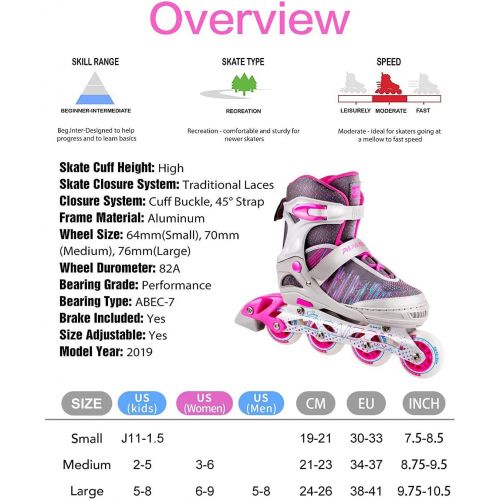  PAPAISON Inline Skates for Boys and Girls with Full Light up Wheels, Beginner Adjustable Illuminating Roller Skates for Kids Youth Women and Men…