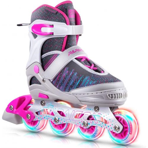  PAPAISON Inline Skates for Boys and Girls with Full Light up Wheels, Beginner Adjustable Illuminating Roller Skates for Kids Youth Women and Men…