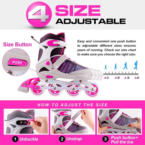  PAPAISON Inline Skates for Boys and Girls with Full Light up Wheels, Beginner Adjustable Illuminating Roller Skates for Kids Youth Women and Men…