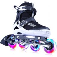PAPAISON Adjustable Inline Skates for Kids and Adults with Full Light Up Wheels , Outdoor Roller Skates for Girls and Boys, Men and Women