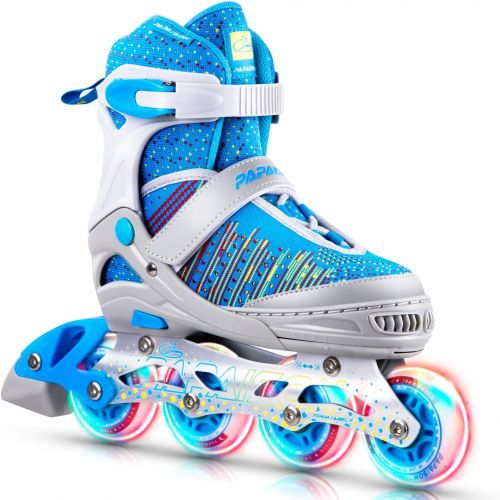  PAPAISON Inline Skates for Boys and Girls with Full Light up Wheels, Beginner Adjustable Illuminating Roller Skates for Kids Youth Women and Men…