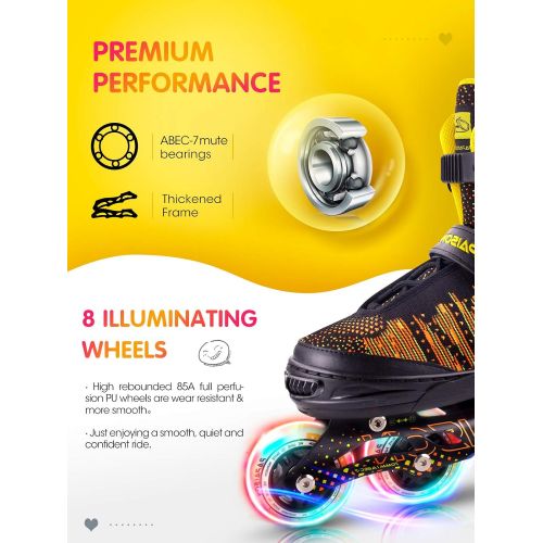  PAPAISON Inline Skates for Boys and Girls with Full Light up Wheels, Beginner Adjustable Illuminating Roller Skates for Kids Youth Women and Men…