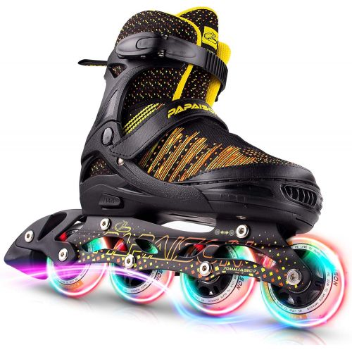  PAPAISON Inline Skates for Boys and Girls with Full Light up Wheels, Beginner Adjustable Illuminating Roller Skates for Kids Youth Women and Men…