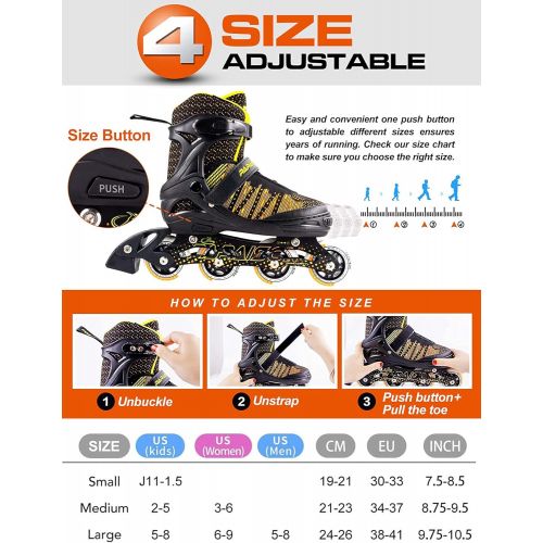  PAPAISON Inline Skates for Boys and Girls with Full Light up Wheels, Beginner Adjustable Illuminating Roller Skates for Kids Youth Women and Men…