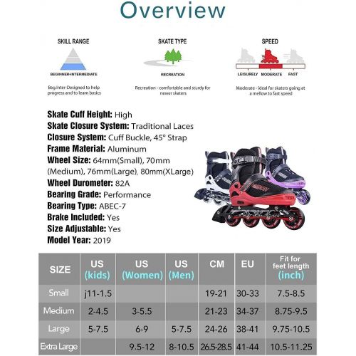  PAPAISON Adjustable Inline Skates for Kids and Adults with Full Light Up Wheels , Outdoor Roller Skates for Girls and Boys, Men and Women