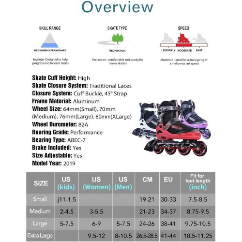  [아마존베스트]PAPAISON Adjustable Inline Skates for Kids and Adults with Full Light Up Wheels, Outdoor Blades Roller Skates for Girls and Boys, Men and Women