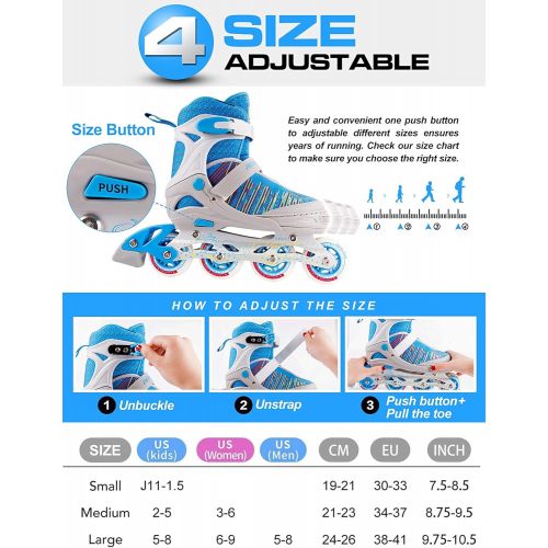  PAPAISON Inline Skates for Boys and Girls with Full Light up Wheels, Beginner Adjustable Illuminating Roller Skates for Kids Youth Women and Men…