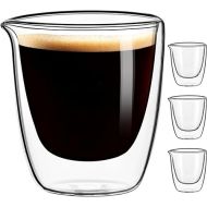 PARACITY Espresso Cups Set of 4, Double Walled Espresso Shot Glass with Spout, High Borosilicate Glass Expresso Coffee Cup, Expresso Shots Cup, Clear Glass Espresso Accessories 2.7 OZ
