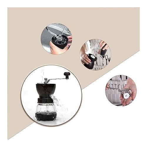  PARACITY Manual Coffee Bean Grinder with Ceramic Burr, Hand Coffee Grinder Mill Small with 2 Glass Jars(11OZ per Jar) Stainless Steel Handle for Drip Coffee, Espresso, French Press, Turkish Brew