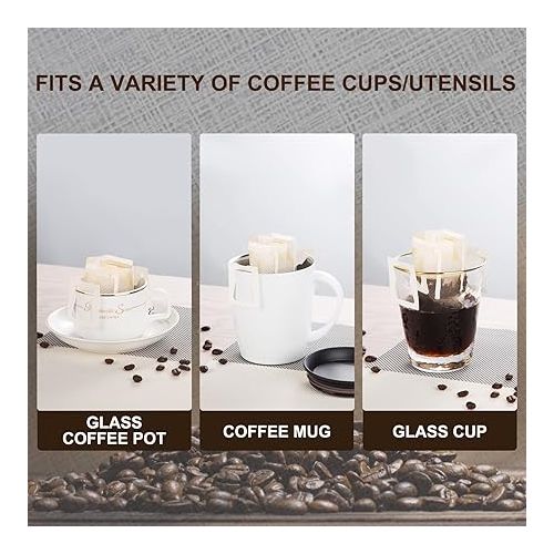  PARACITY 50Pcs Portable Coffee Filter Bag with Hanging Ear Design, Disposable Drip Coffee Filter Paper Bag single Serve, Pour Over Coffee Filter Compatible with a Wide Variety of Coffee Cups/Utensils