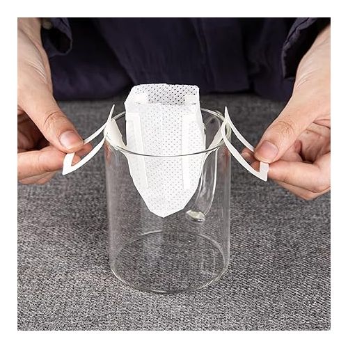  PARACITY 50Pcs Portable Coffee Filter Bag with Hanging Ear Design, Disposable Drip Coffee Filter Paper Bag single Serve, Pour Over Coffee Filter Compatible with a Wide Variety of Coffee Cups/Utensils