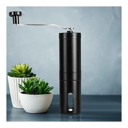  PARACITY Manual Coffee Grinder Stainless Steel, Hand Coffee Bean Grinder/Mill with Ceramic Burr for Aeropress, Drip Coffee, Espresso, French Press, Turkish Brew, Ideal for Camping, Coffee Gift(Black)