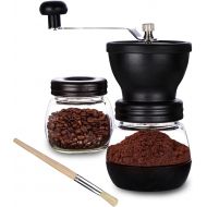 [아마존베스트]PARACITY Manual Coffee Bean Grinder, Hand Coffee Mill with 2 Glass Jars Ceramic Burr Stainless Steel Handle for Aeropress, Drip Coffee, Espresso, French Press, Turkish Brew