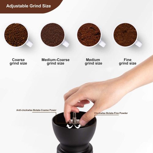  [아마존베스트]PARACITY Manual Coffee Bean Grinder, Hand Coffee Mill with 2 Glass Jars Ceramic Burr Stainless Steel Handle for Aeropress, Drip Coffee, Espresso, French Press, Turkish Brew