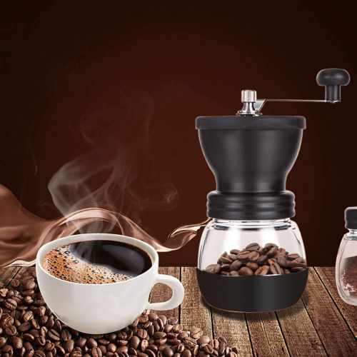  [아마존베스트]PARACITY Manual Coffee Bean Grinder, Hand Coffee Mill with 2 Glass Jars Ceramic Burr Stainless Steel Handle for Aeropress, Drip Coffee, Espresso, French Press, Turkish Brew