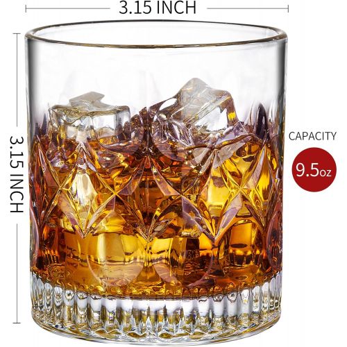  [아마존베스트]PARACITY Whiskey Glass Set of 2 Mountain Crystal Wedge Glass Old Fashioned Tasting Tumblers Funny Gift Box for Dad