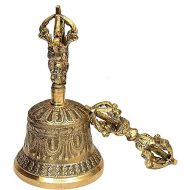 PARIJAT HANDICRAFT Tibetan Buddhist Meditation Bell and Dorje Set Made from traditional Tibetan formula of 7 metals (5-Inch)