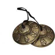 Dharma Store - Tibetan Tingsha Cymbals - 6.2 cm - OM Mane Padme Hum Symbols Embossed