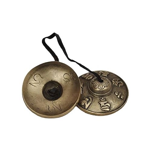  Dharma Store - Tibetan Tingsha Cymbals - 6.2 cm - OM Mane Padme Hum Symbols Embossed