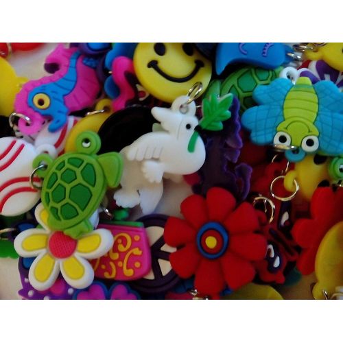  [아마존베스트]PARK AVE 100 Silicone Charms - Variety Pack - Compatible with All Common Bracelet Rubber Band Loom Kits - Colorful Assorted Designs for Childrens Jewelry, Arts & Crafts, Party Favo