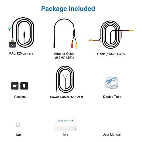  PARKVISION Rearview Camera, Flexible Mounting Position Allows Car Rear View Camera With Inverted Image Vertical And Parking Line Optional [PAL 120]