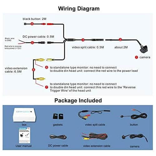  PARKVISION Rear View Camera, One Button Operation to Switch the Image, Flexible Camera Mounting