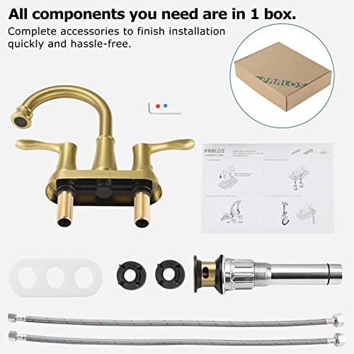  PARLOS 2-Handle Bathroom Faucet Brushed Gold with Pop-up Drain & Supply Lines, Demeter 1362708