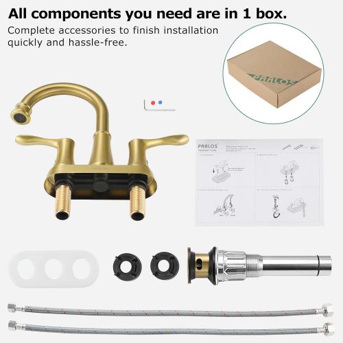  PARLOS 2-Handle Bathroom Faucet Brushed Gold with Pop-up Drain & Supply Lines, Demeter 1362708