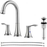 PARLOS Widespread Double Handles Bathroom Faucet with Metal Pop Up Drain and cUPC Faucet Supply Lines, Brushed Nickel, Demeter 13651