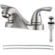 PARLOS Two-Handle Bathroom Sink Faucet with Metal Drain Assembly and Supply Hose, Lead-Free cUPC,Brushed Nickel,13622