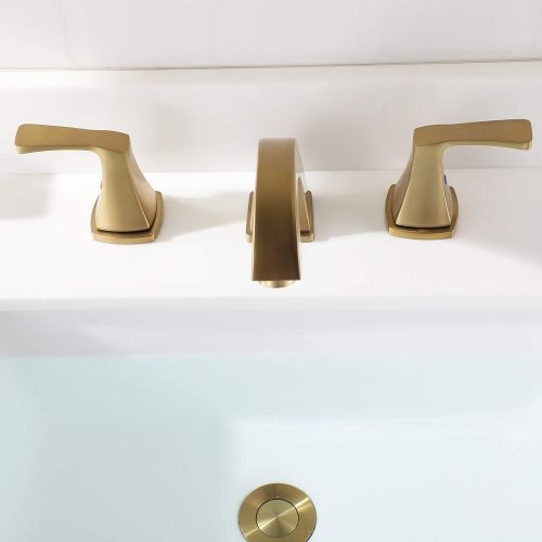  PARLOS 2-Handle Widespread Bathroom Faucet with Metal Pop Up Drain and cUPC Faucet Supply Lines, Brushed Gold, Doris 1417208