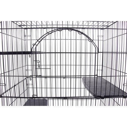  PARPET Foldable Cat Wire Cages/Pet Playpen,2 Door, Includes 3 Perches, Tray& 4 Locking Casters