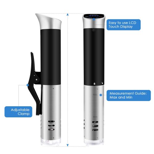  [아마존 핫딜]  [아마존핫딜]PARTU Sous Vide Garer-Sous Vide Stick Schwarz Immersion Zirkulator mit Genaue Temperatur LCD Touch-Display, Trockenlaufschutz und exakte Temperatureinstellung, 800-1200W