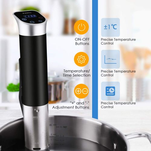  [아마존 핫딜]  [아마존핫딜]PARTU Sous Vide Garer-Sous Vide Stick Schwarz Immersion Zirkulator mit Genaue Temperatur LCD Touch-Display, Trockenlaufschutz und exakte Temperatureinstellung, 800-1200W